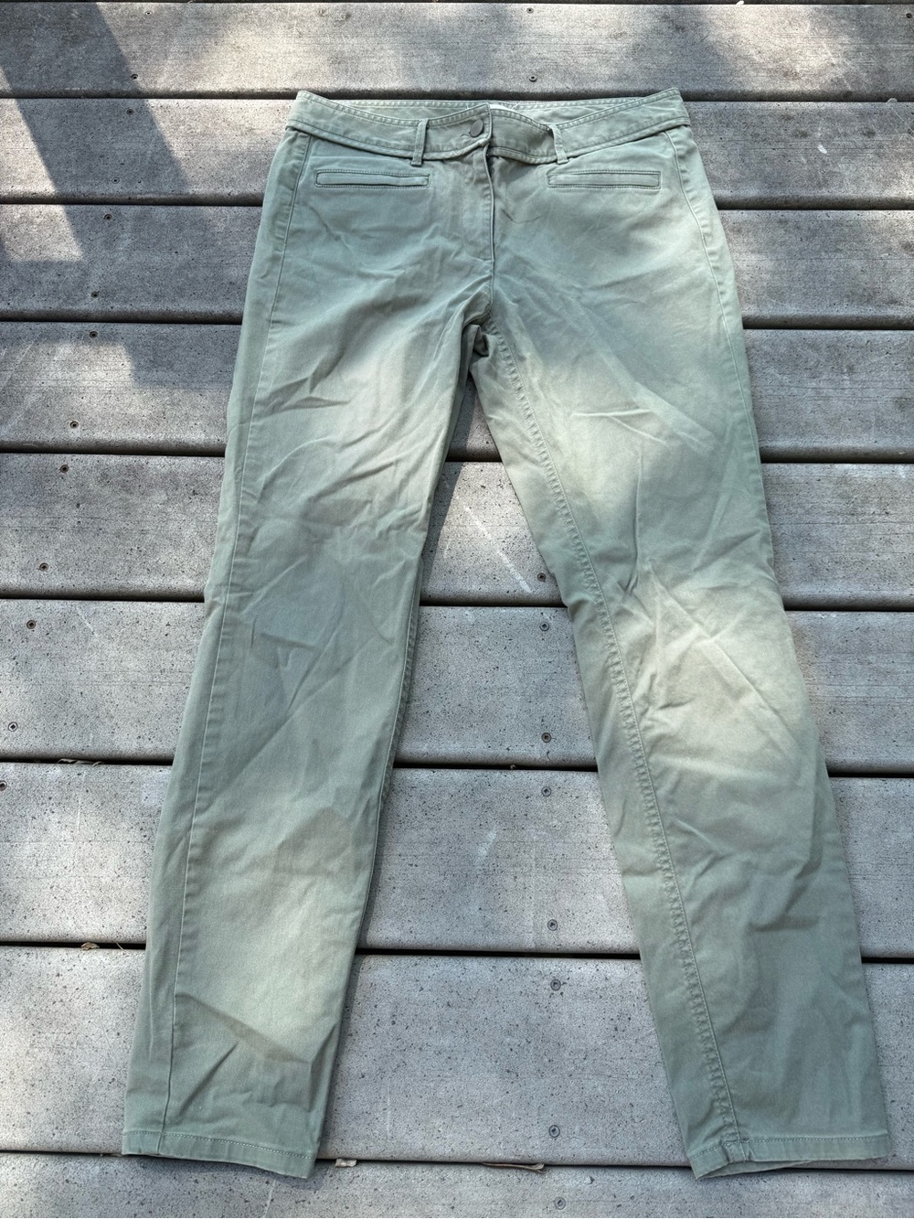 LOFT Sage Green Casual Straight-Leg Pants with functional Pockets